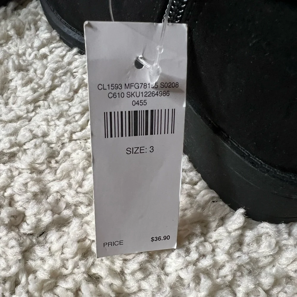 Kids Size 3 Justice Black Fleece Ankle Boots NWT
